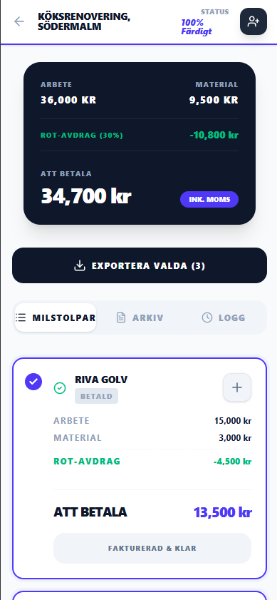 Exportera till bokföring